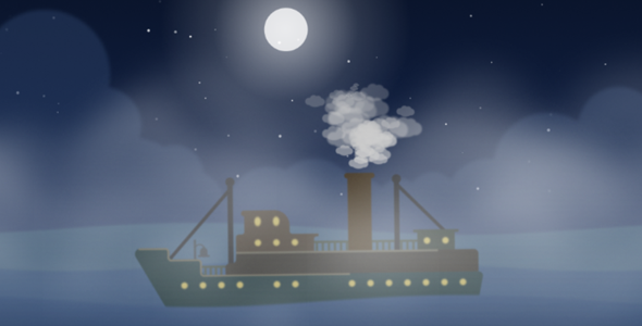 HTML5夜晚海上轮船动画特效代码