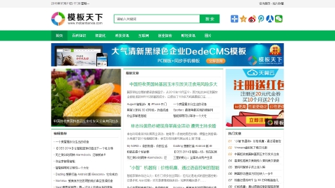 绿色简洁文章资讯织梦模板