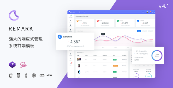 响应式Bootstrap4管理系统模板SASS框架