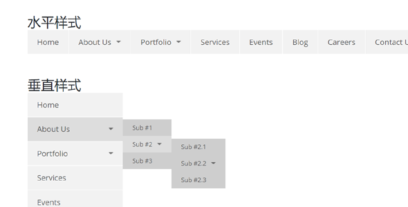 纯css多级导航水平垂直样式