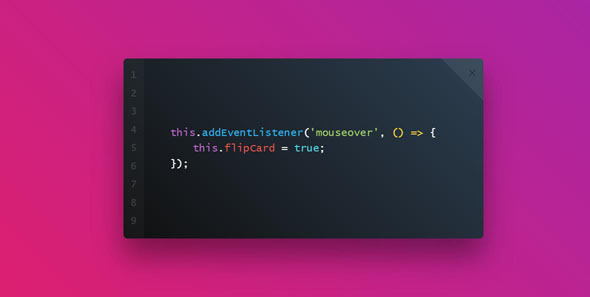 css3高亮代码卡片上下翻转动画特效