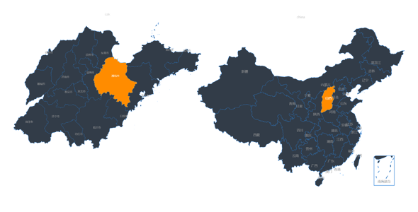 炫酷echarts省市区独立地图城市选择代码