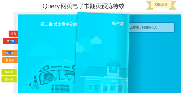 jQuery网页电子书翻页预览特效