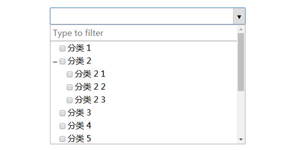 jQuery下拉框树菜单选择筛选插件