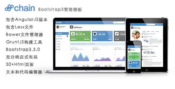 清爽Bootstrap和AngularJS管理模板扁平Html后台