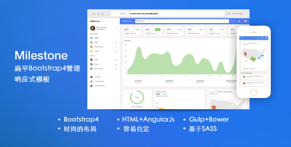 Bootstrap4扁平后台模板HTML界面