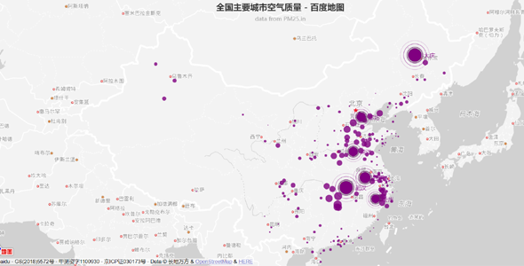 echarts百度地图全国空气质量分析统计