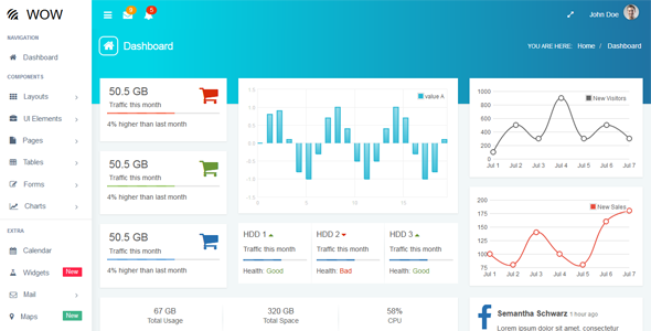 蓝色Bootstrap管理后台模板免费下载