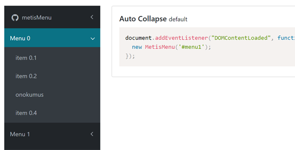 多级手风琴下拉菜单插件metisMenu.js
