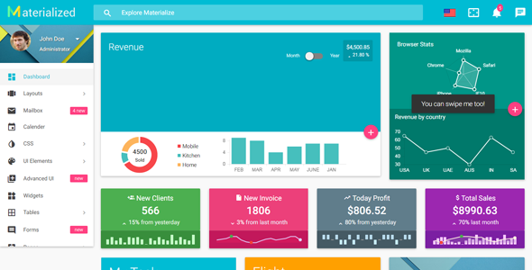 材料设计后台管理HTML5模板CRM