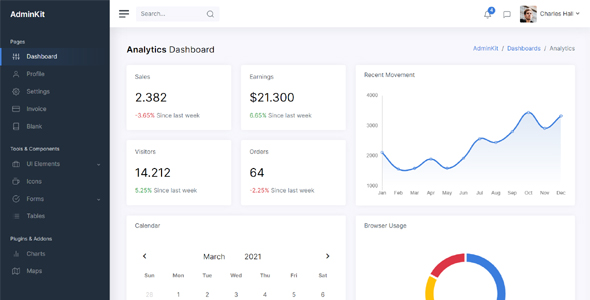 AdminKit - 简约好用的bootstrap5管理后台模板下载