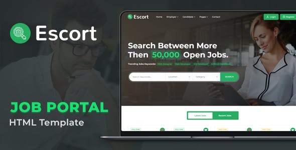 绿色招聘工作门户网站HTML模板