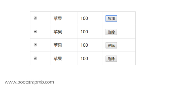 jQuery克隆添加删除行