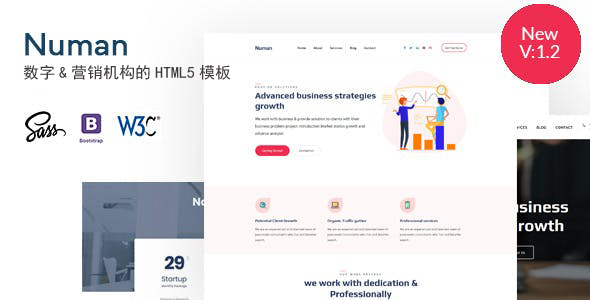 数字&营销机构响应HTML5模板