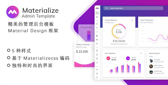 精美的后台管理模Material Design设计灵感