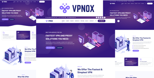 紫色的VPN代理服务HTML5模板