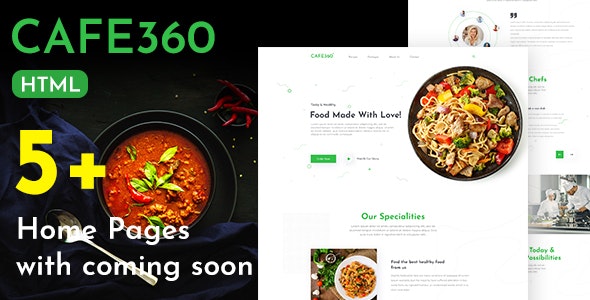 餐厅美食快餐店网站模板 - Cafe360