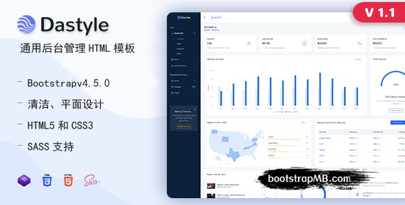 bootstrap4后台管理仪表盘网页模板 - Dastyle