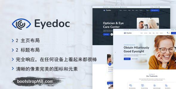 眼睛护理验光和眼镜店网站模板 - EyeDoc