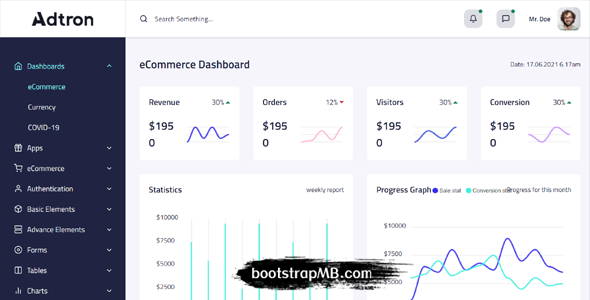 响应设计bootstrap5后台管理模板 - Adtron