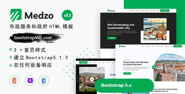 市政服务和政府网站HTML5模板 - Medzo