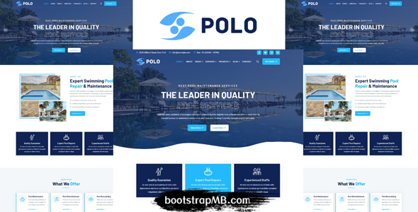 游泳池修建维护业务HTML5模板 - Polo