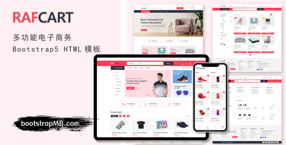 精美电子商务Bootstrap5 HTML模板 - RafCart